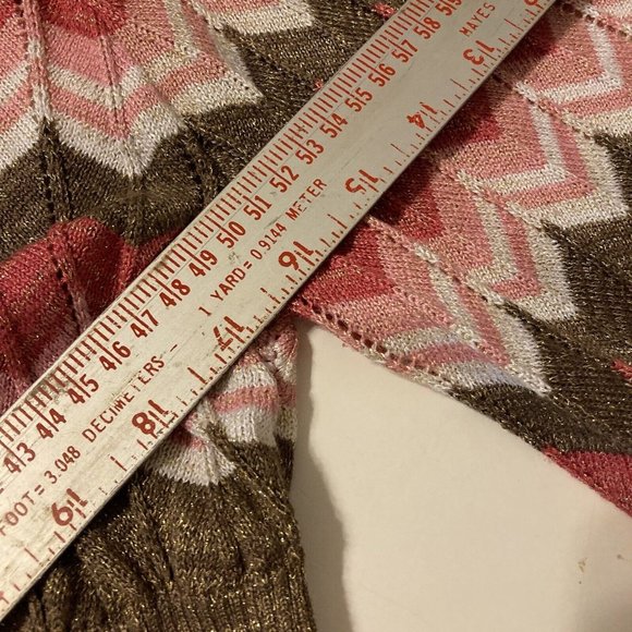 Style & Co Form Fitting Womens Pink and Gold Cardigan Sweater Top - Picture 8 of 8